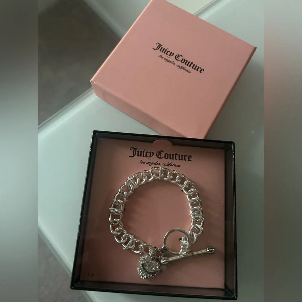 Juicy couture silver heart charm bracelet